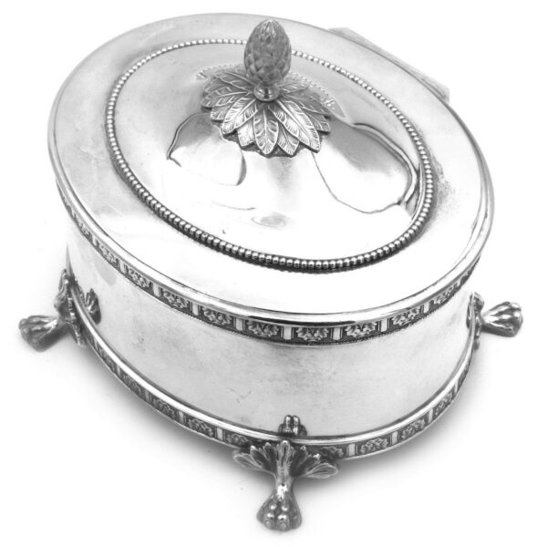 Antike Zucke Dose Silber Schweden Stockholm gustavianisch Klassizistisch kaufen Stephanie Bohm Silber Antiqutaeten