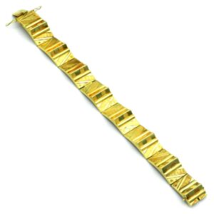 Art Deco Gold Armband Fiessler grafisch Gliederarmband 14K 585 Gelbgold ohne Stein kaufen Stephanie Bohm Antikschmuck