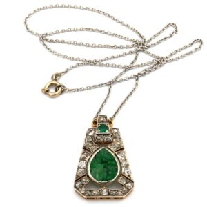 Art Deco Diamant Jade smaragd Collier Platin Gold kaufen Stephanie Bohm Antiker Schmuck
