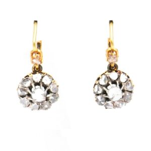 Diamant Ohrringe antik Ohrhaenger 18K 750 Gold Silber Diamantrosen kaufen Stephanie Bohm Antikschmuck