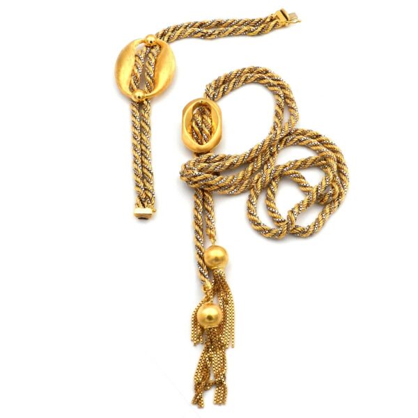 Gold Kette Kordelmuster Halskette Lang Quasten 18K 750 Set Armband kaufen Stephanie Bohm Antikschmuck