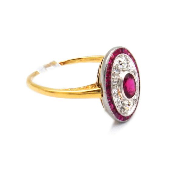 Rubin Diamant Ring Art deco oval 750 18K Gold Platin kaufen Stephanie Bohm Antikschmuck