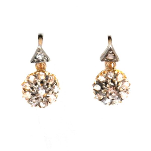 Antike Diamant Ohrringe 750 18K Gold kaufen Stephanie Bohm Antikschmuck