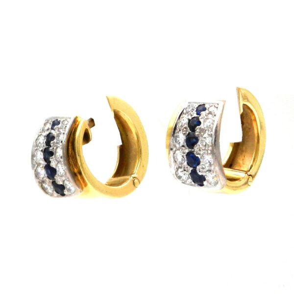 Gold Ohrringe Saphir Diamant Creolen14k 585 Echtgold kaufen Echtschmuck Stephanie Bohm Luxusschmuck