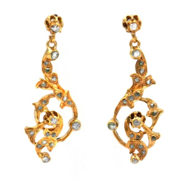 Antike Diamant Ohrringe Gold Biedermeier Rocaille kaufen Stephanie Bohm Antikschmuck