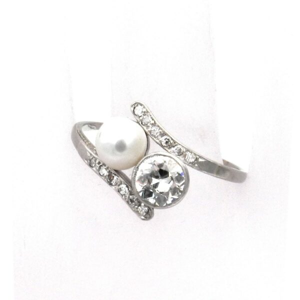 Art Deco Perl Diamant Ring Naturperle Toi et Moi Verlobungsring antik weissgold kaufen Stephanie Bohm Antikschmuck
