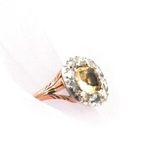 Antiker Citrin Diamant Ring Gold Silber Platin Victorian kaufen Stephanie Bohm Antikschmuck