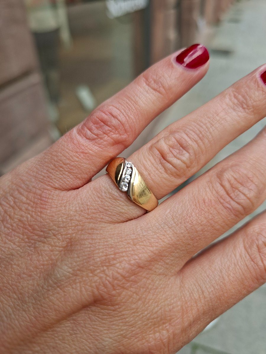 Vintage 0.19 ct Diamant Ring mit 4 Diamanten in 14K Gold – Bild 8