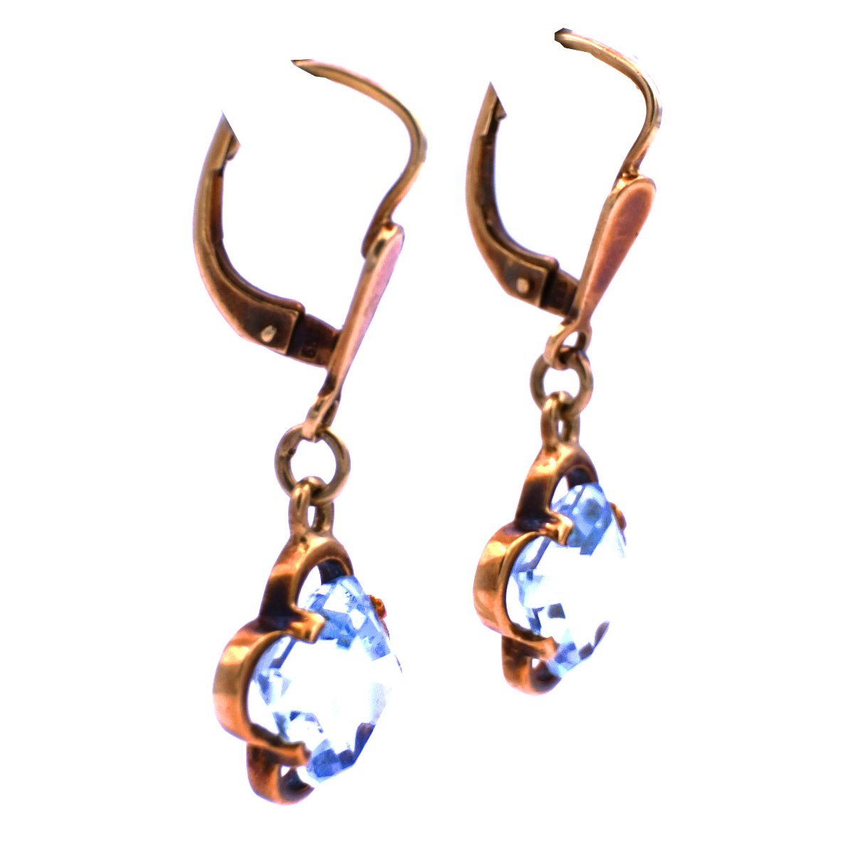 Art Deco Gold Ohrringe Aquamarin 585 14K Gelbgold kaufen Stephanie Bohm Antikschmuck