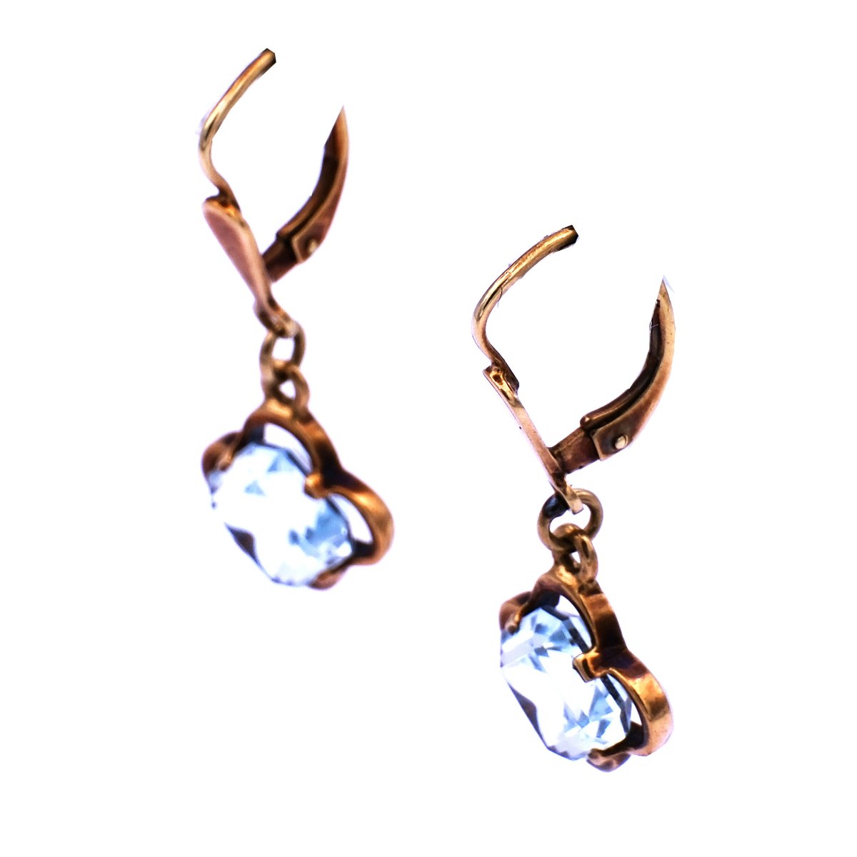 Art Deco Gold Ohrringe Aquamarin 585 14K Gelbgold kaufen Stephanie Bohm Antikschmuck