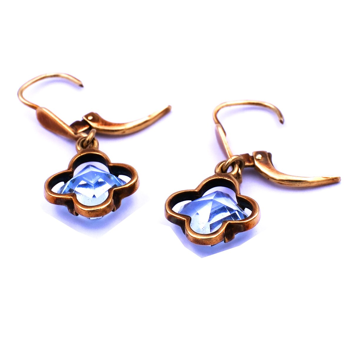 Art Deco Aquamarin Ohrringe 14K Gold um 1930 – Bild 6