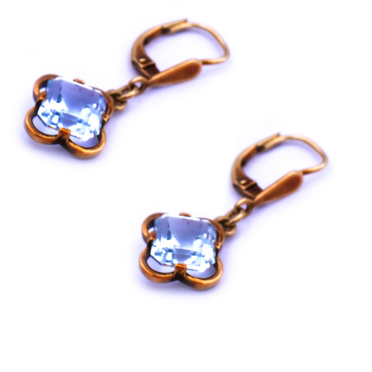 Art Deco Aquamarin Ohrringe 14K Gold um 1930 – Bild 3