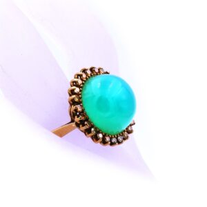 Designer Ring 750 Gold Chrysopras Cabochon kaufen Stephanie Bohm Echtschmuck gebraucht