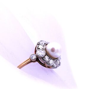 Perl Diamant Ring antik Perle Diamanten 14K 585 Gold Platin Verlobungsring kaufen Stephanie Bohm Antiker Schmuck