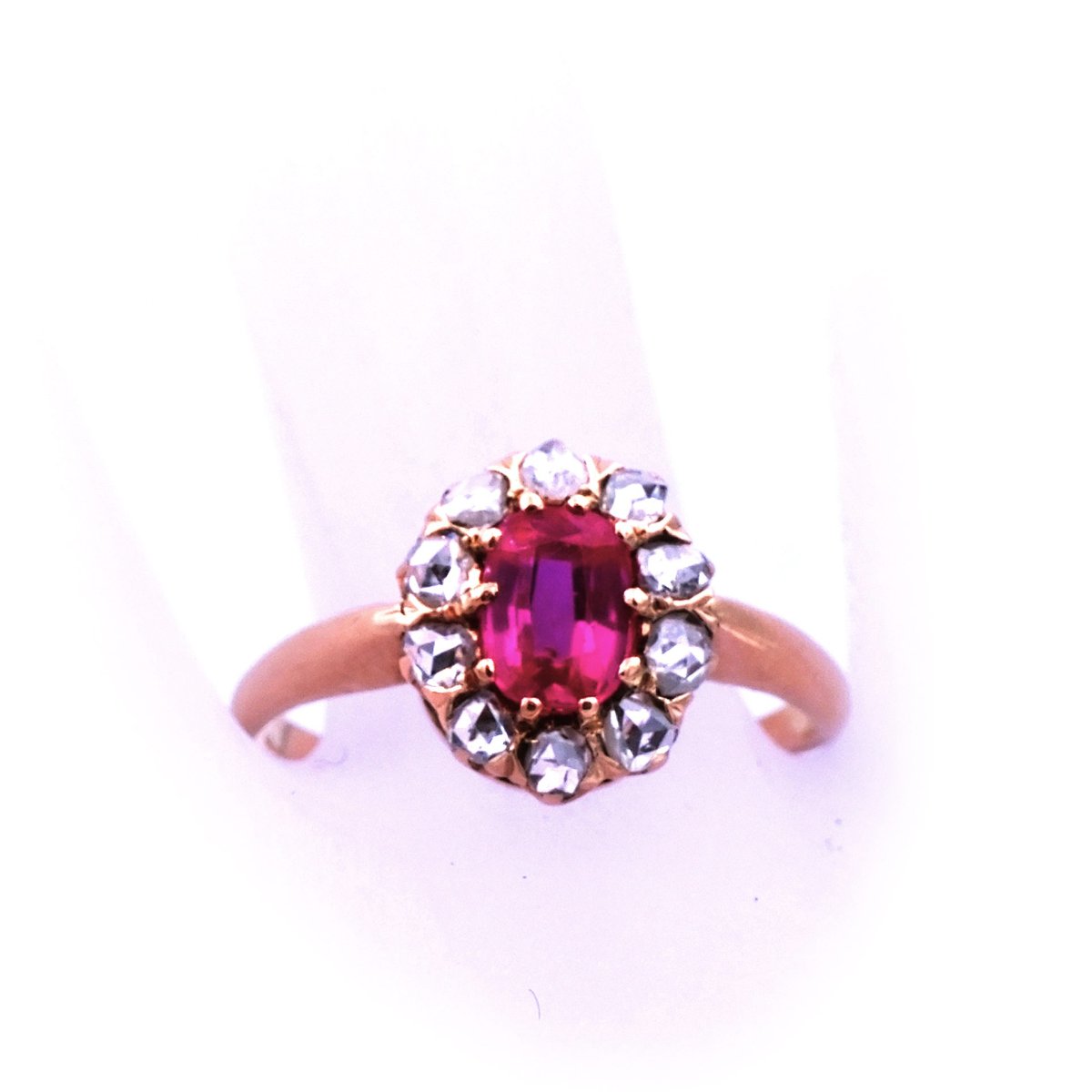 Antiker Rubin Diamant Ring Verlobungsring 14K 585 Gold kaufen Stephanie Bohm Antikschmuck