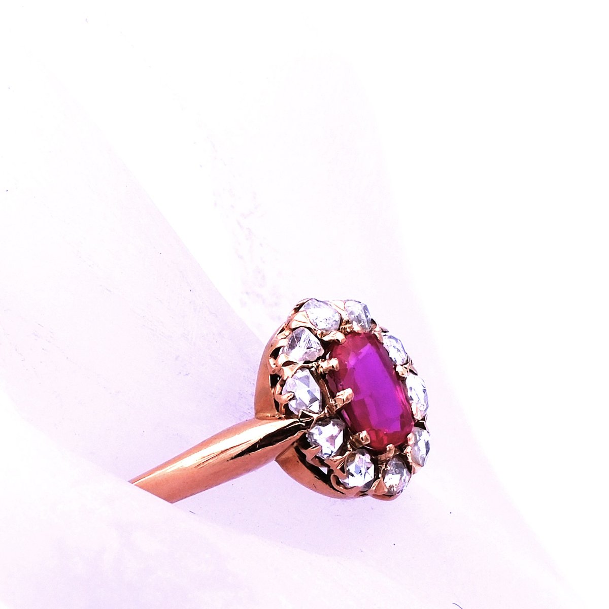 Antiker Rubin Diamant Ring Verlobungsring 14K 585 Gold kaufen Stephanie Bohm Antikschmuck