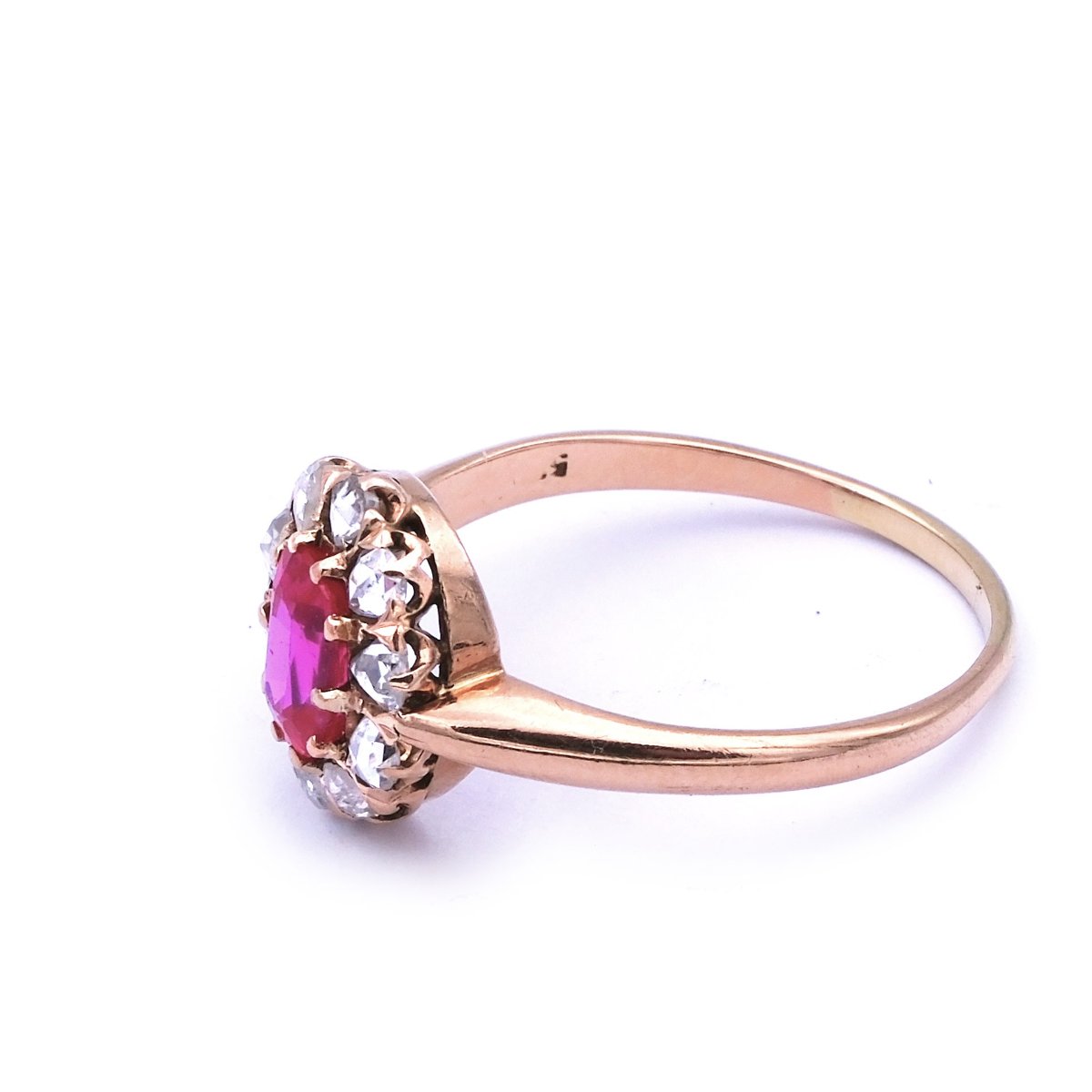 Antiker Rubin Diamant Ring in 14K Gold, um 1900 – Bild 5