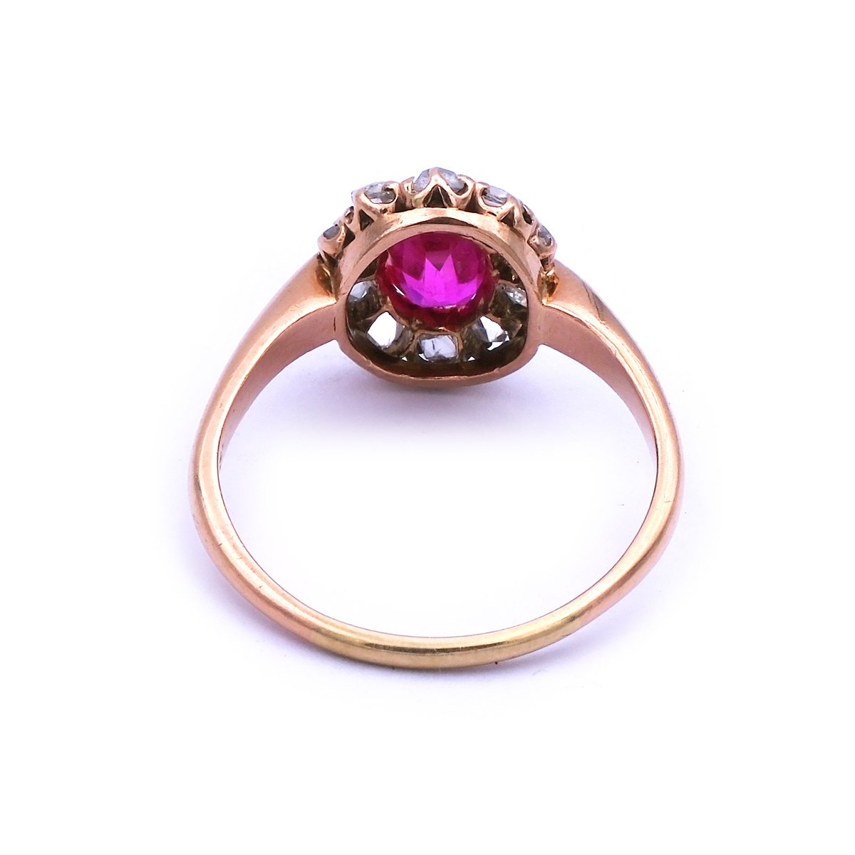 Antiker Rubin Diamant Ring in 14K Gold, um 1900 – Bild 6