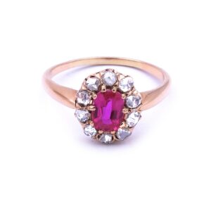 Antiker Rubin Diamant Ring Verlobungsring 14K 585 Gold kaufen Stephanie Bohm Antikschmuck