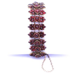 Antikes Granat Armband boehmischer Granat Gliederarmband Biedermeier kaufen Stephanie Bohm Antikschmuck