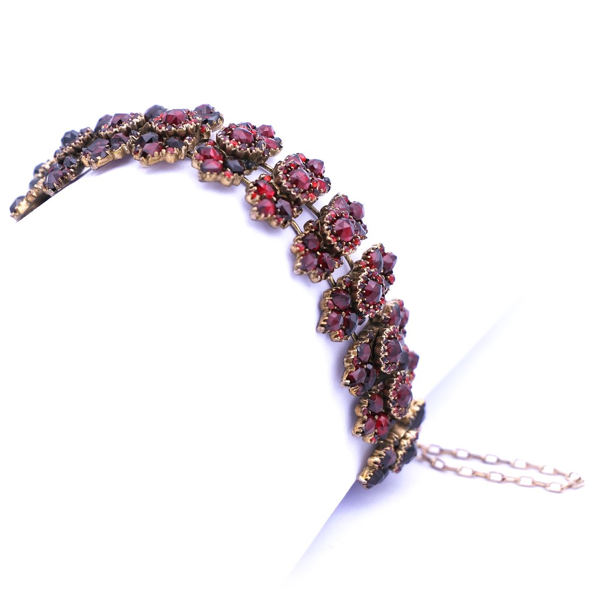 Antikes Granat Armband boehmischer Granat Gliederarmband Biedermeier kaufen Stephanie Bohm Antikschmuck