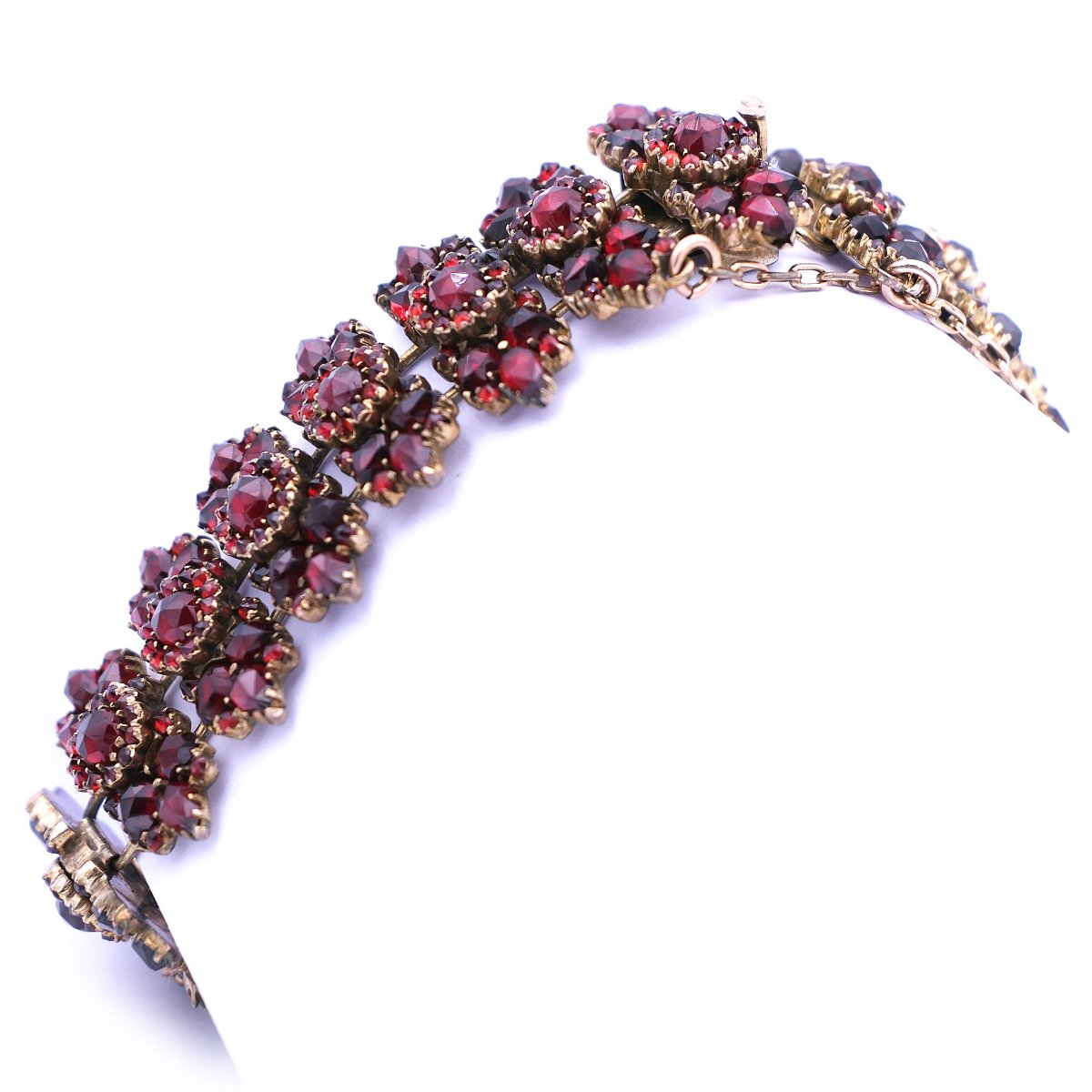Antikes Granat Armband boehmischer Granat Gliederarmband Biedermeier kaufen Stephanie Bohm Antikschmuck