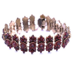 Antikes Granat Armband boehmischer Granat Gliederarmband Biedermeier kaufen Stephanie Bohm Antikschmuck