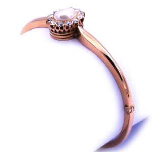 Armreif Antik Jugendstil Armband 14K 585 Gold Natur perle Diamanten kaufen Stephanie Bohm Antikschmuck