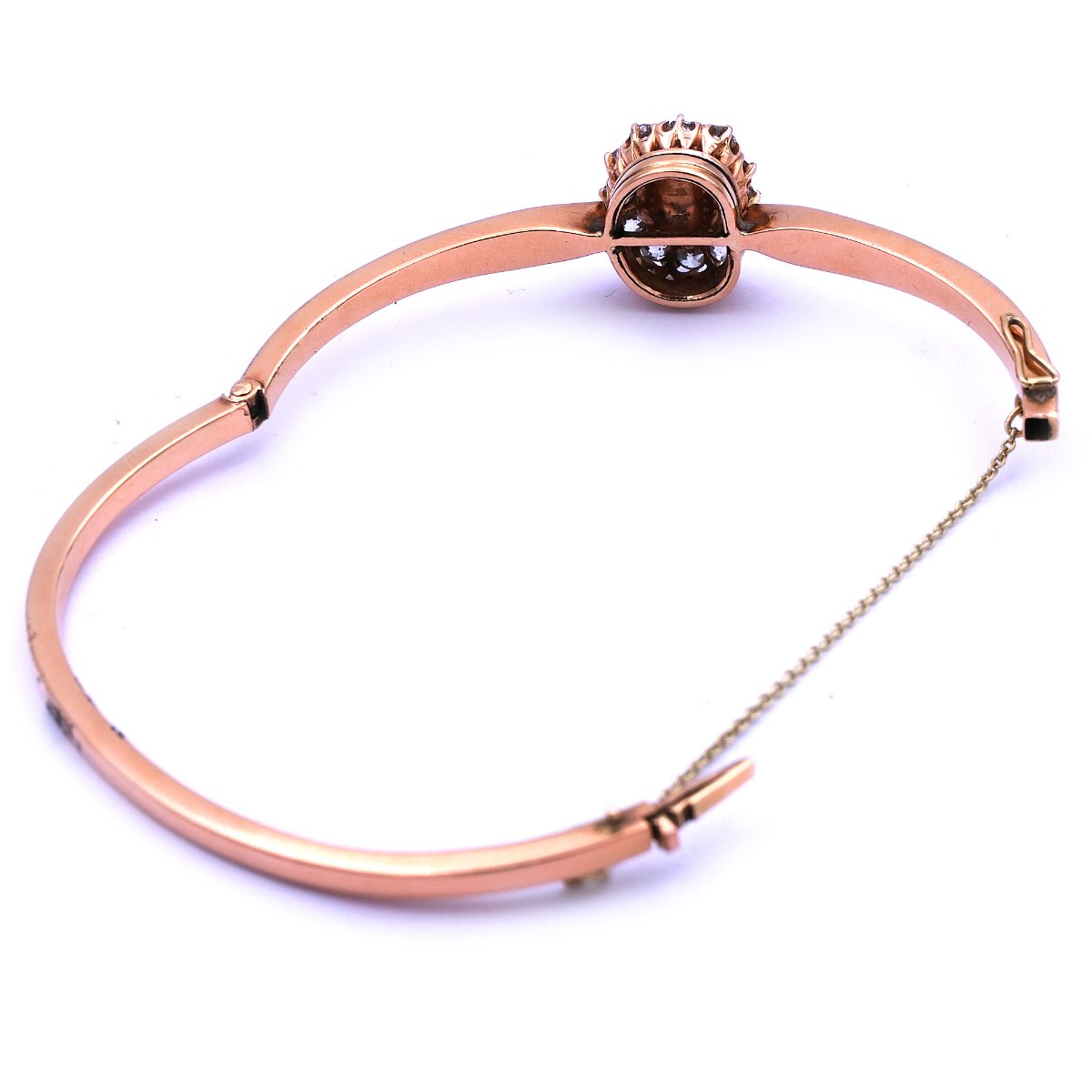 Antiker Perl Diamant Armreif mit Naturperle und 1 ct Diamanten in 14K Gold, um 1890 – Bild 5