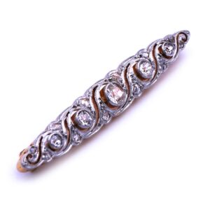 Diamant Brosche antik Schiffchenform Navette Platin 18K 750 Gold Art Deco kaufen Stephanie Bohm Antikschmuck