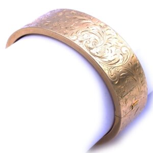 Gold Armreif 14K 585 Gelbgold floral breit Echtschmuck gebraucht preloved secondhand kaufen Stephanie Bohm Vintage Schmuck