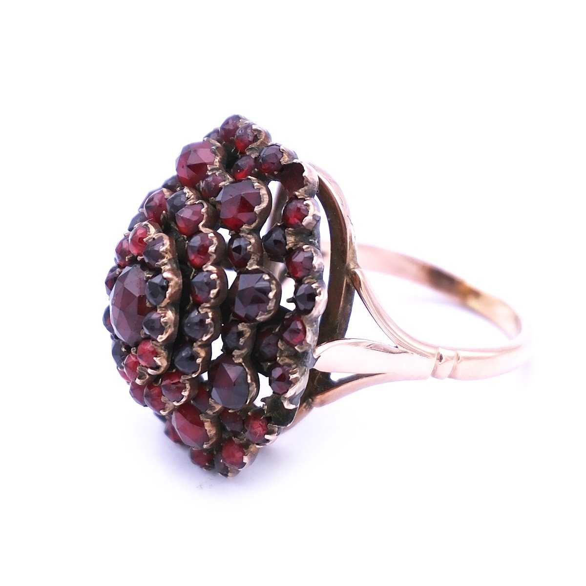 Granatring antik 585 14K Gold Rund boehmischer Granat kaufen Stephanie Bohm Antikschmuck