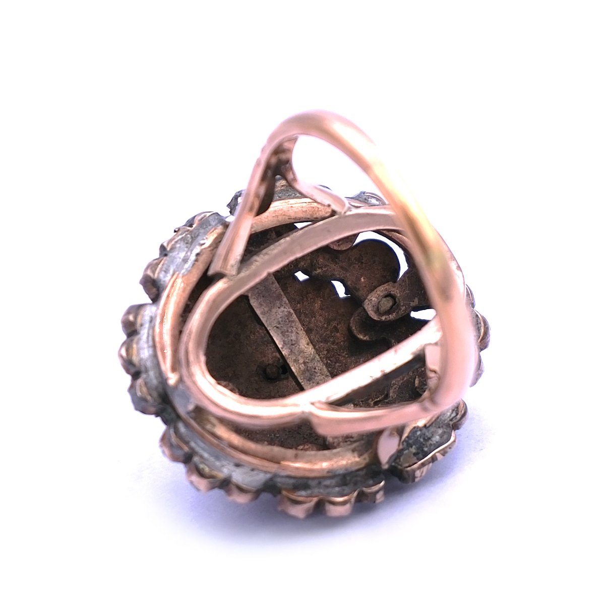 Antiker Granatring Böhmischer Granat in 14K Gold & Tombak um 1900 – Bild 5