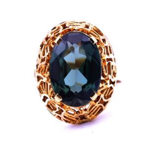 Grosser Turmalin Spinell Ring 585 14K Gold kaufen Stephanie Bohm secondhand schmuck