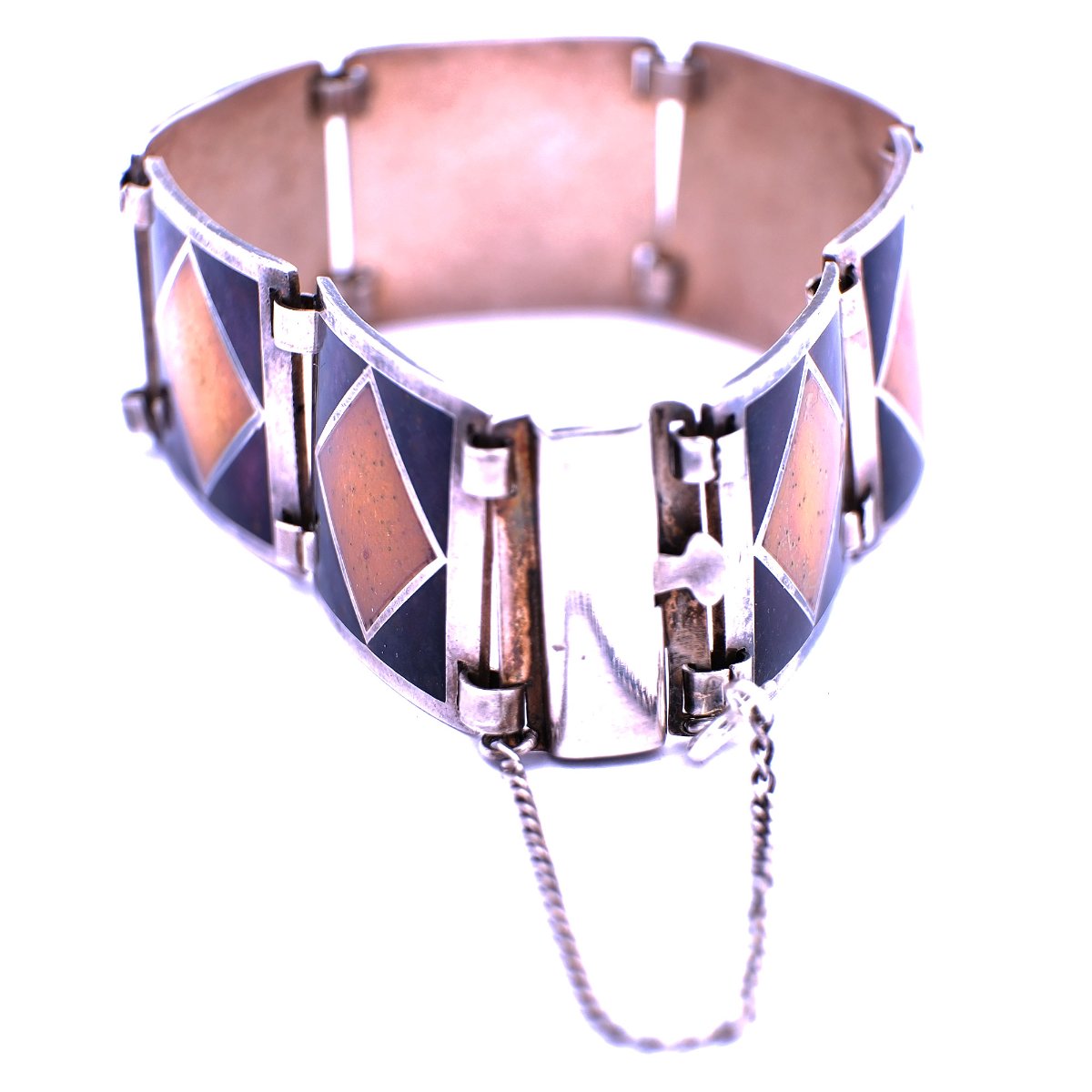 Modernist Emaille Silber Armband aus Feinsilber um 1960 – Bild 5