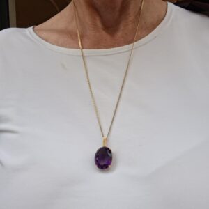 Gold Anhaenger Amethyst 18K 750 Gold kaufen Stephanie Bohm secondhand schmuck