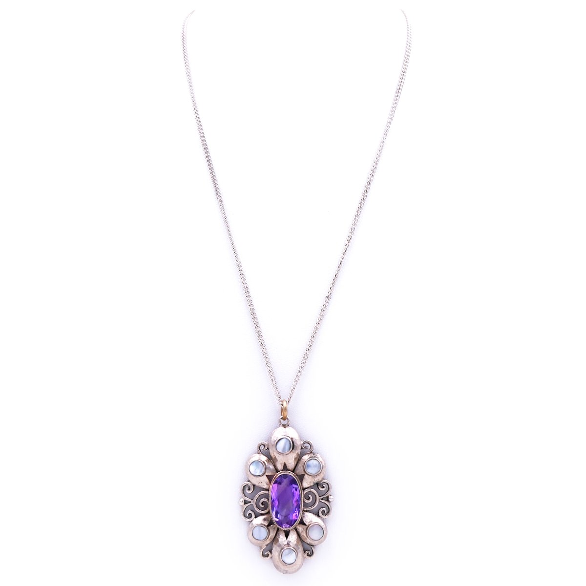 Jugendstil Anhaenger Silber Amethyst 800 Silber Karl Karst kaufen Stephanie Bohm Antikschmuck