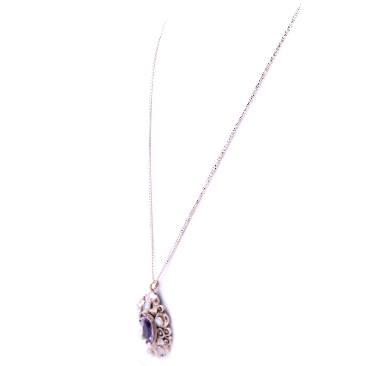 Karl Karst Jugendstil Silber Anhänger mit Amethyst und Perlmutt, Pforzheim um 1910 – Bild 4