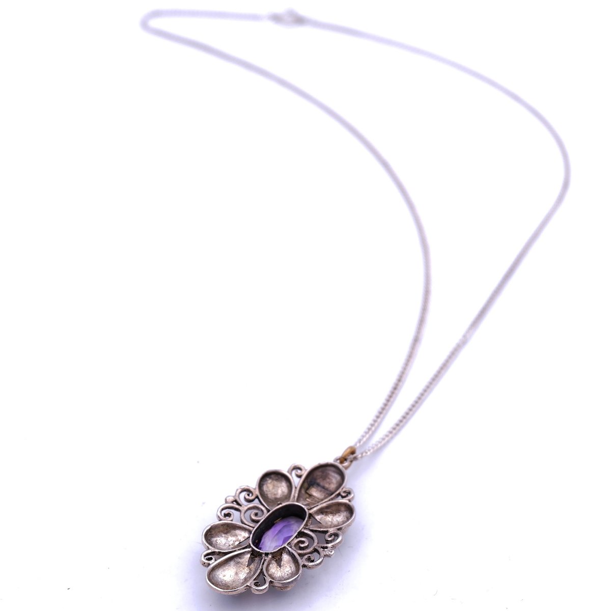 Karl Karst Jugendstil Silber Anhänger mit Amethyst und Perlmutt, Pforzheim um 1910 – Bild 7