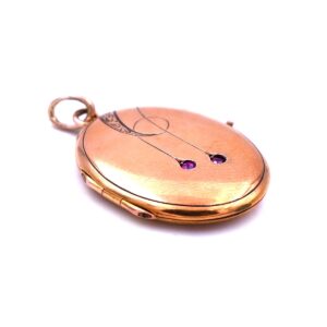 Jugendstil Gold Medallion Foto Anhaenger Rubin 8K 333 Gold antik kaufen Stephanie Bohm Antikschmuck