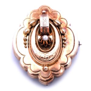 Antike Biedermeier Brosche Medallion Anhaenger 585 14K Walzgold kaufen Stephanie Bohm Antikschmuck