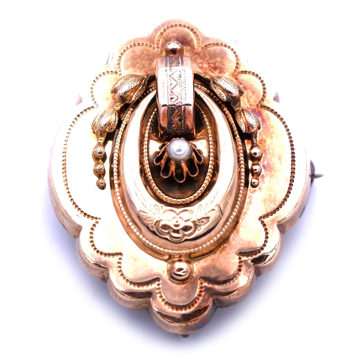 Antike Biedermeier Brosche Medallion Anhaenger 585 14K Walzgold kaufen Stephanie Bohm Antikschmuck