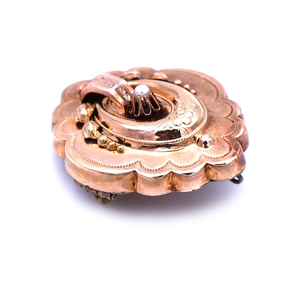 Antike Biedermeier Brosche Medallion Anhaenger 585 14K Walzgold kaufen Stephanie Bohm Antikschmuck