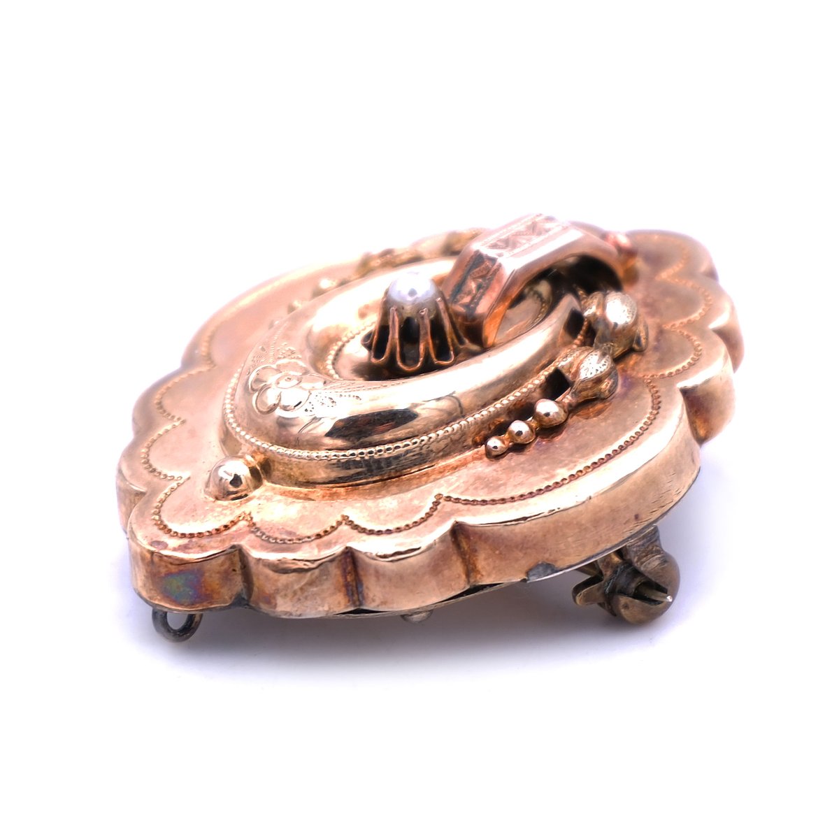 Antike Biedermeier Brosche Medallion Anhaenger 585 14K Walzgold kaufen Stephanie Bohm Antikschmuck