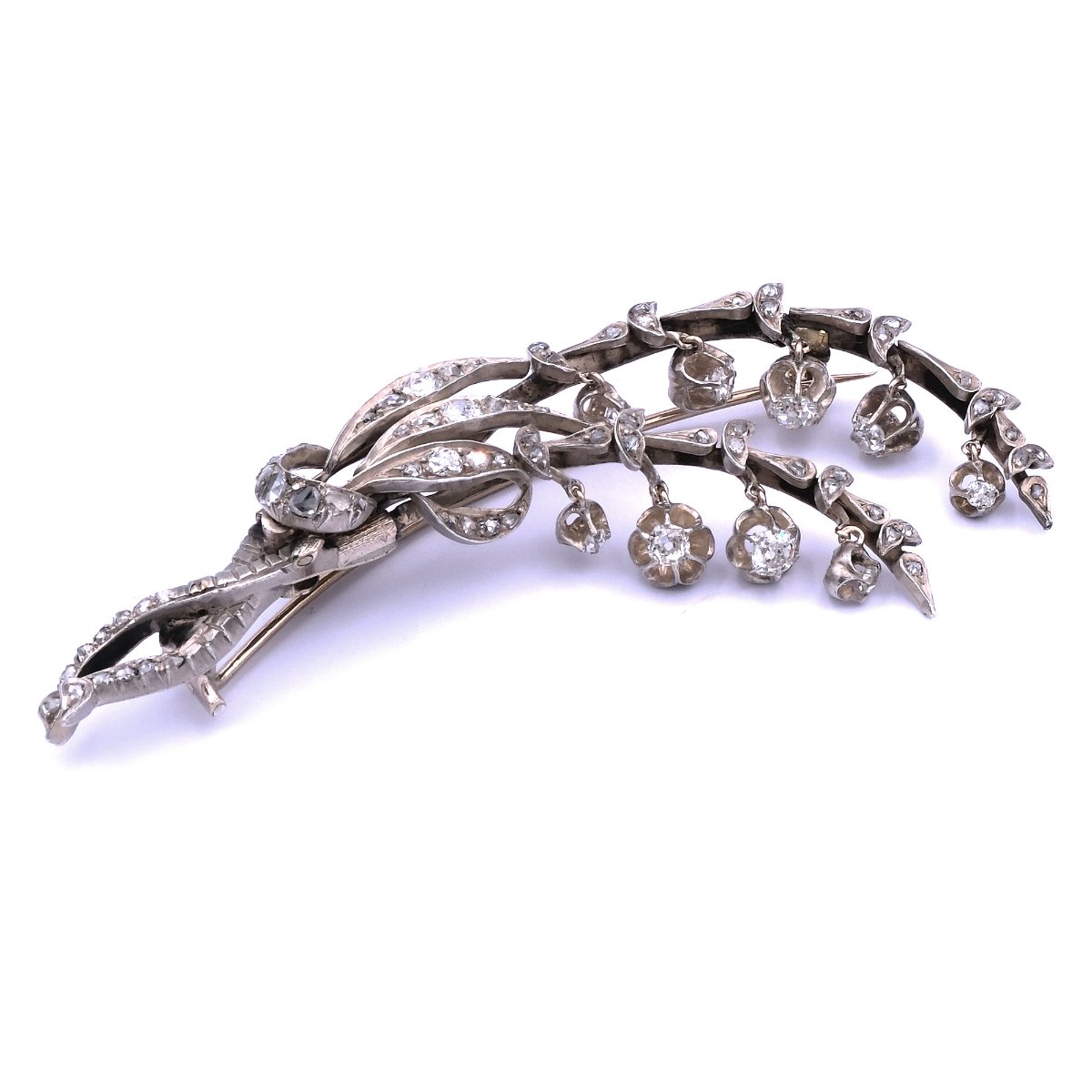 Antike Diamant Brosche Blumen zweig Gold 1890 kaufen Stephanie Bohm Antikschmuck