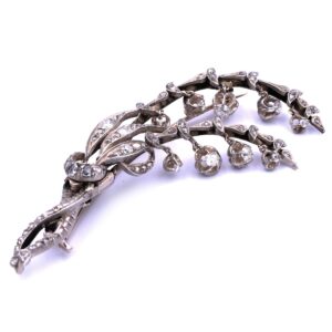 Antike Diamant Brosche Blumen zweig Gold 1890 kaufen Stephanie Bohm Antikschmuck