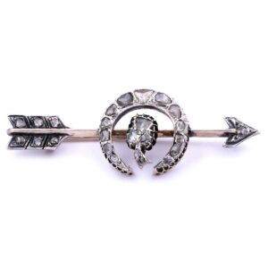Antike Diamant Brosche Pfeil Diamantrosen 14K 585 Gold Krakau Polen kaufen Stephanie Bohm Antikschmuck