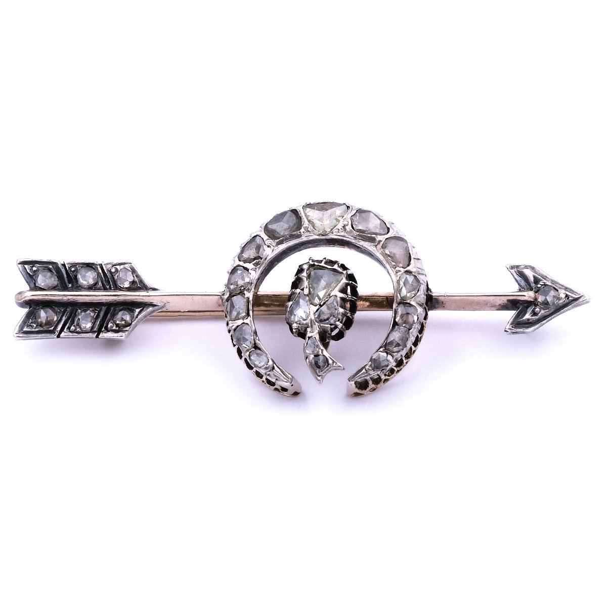 Antike Diamant Brosche Pfeil Diamantrosen 14K 585 Gold Krakau Polen kaufen Stephanie Bohm Antikschmuck
