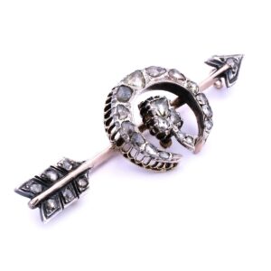 Antike Diamant Brosche Pfeil Diamantrosen 14K 585 Gold Krakau Polen kaufen Stephanie Bohm Antikschmuck