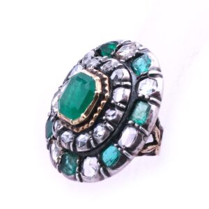 Antiker Ring Smaragd Diamanten Gold Silber kaufen Stephanie Bohm Antikschmuck